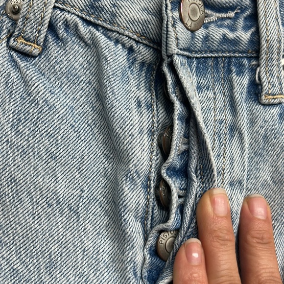 Pistola Women's Frayed Hem Jean Shorts - Light Blue, Distressed Shorts, Button - Picture 7 of 11
